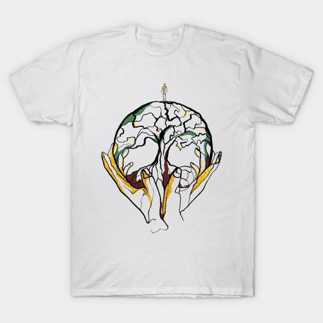 Single Line - Inner Earth T-Shirt by MaxencePierrard